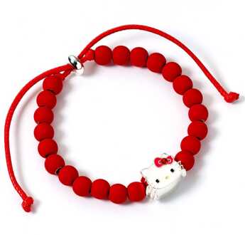 Hello Kitty Bracelet red beads with Hello Kitty Charm 21 cm
