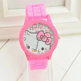 Hello Kitty cartoon children's watch Korean Edition KT cat jelly color girl Watch Hello Kitty student Watch