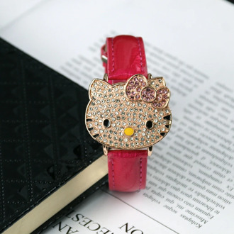 Hello Kitty Cartoon Cute Cat Children Diamond Starry Sky Bling Bling Watch Kids Watch Gift Anime Student Boy Girl Flip Watch