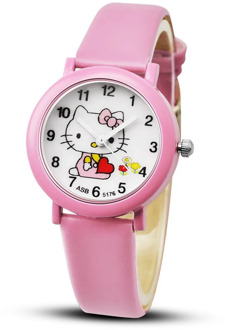 Hello Kitty Cartoon Cute Cat Children Watch Story Quartz Kids Watch Birthday Gift Anime Student Boy Girl Colorful Watch