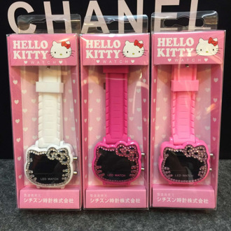 hello kitty cat children's watch led diamond full diamond girl beautiful fashion explosion children watch factory direct