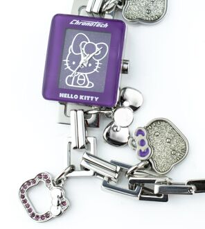 Hello Kitty Charm Armband Klok Paars