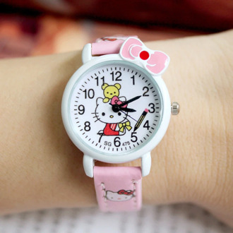 hello Kitty Hot Sale Cartoon Cute Brand Leather Quartz Watch Children Kids Girls Boys Casual Fashion Bracelet WristWatch Clock