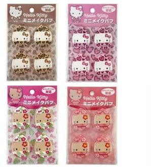 Hello Kitty Makeup Finger Powder Puff (Set of 4) Pink Leopard (Puff size: W30×H40mm / 4 pcs)