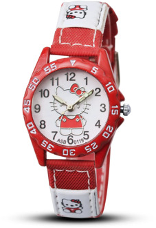 Hello Kitty Women Watch Kids Canvas Strap Sprot Quartz Wrist Watches Gifts for Girls Watch Children's Cartoon Watch Clock