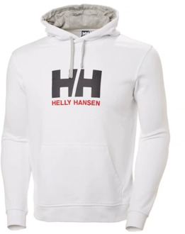 Helly Hansen Logo Hoodie 33977-001, Mannen, Wit, Sporttrui casual maat: M EU