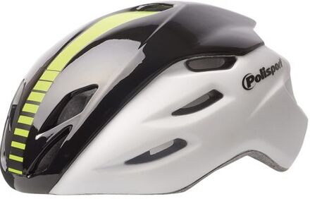 Helm Aero Road mat wit/glans zwart/geel L 58-61cm