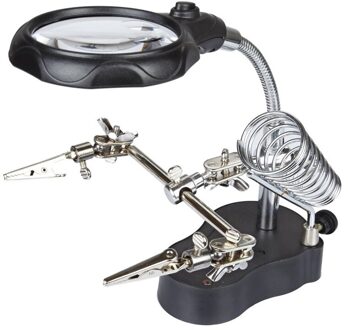 Helpende Derde Hand LED Verlichte Vergrootglas Soldeerbout Desktop Vergrootglas Met LED Auxiliary Clip Stand Vergrootglas 16126-A