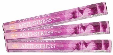 HEM Geurstokjes wierook Anti Stress - 60x stokjes - 25 cm lang - Spetterende geur