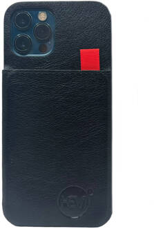 Hem - Iphone 12 - Luxe Lederen Back Cover Zwart- Telefoonhoesje / Achterkant Voor 2 Pasjes