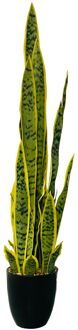 HEM Sansevieria / Vrouwentong Kunstplant - Levensechte Kunstplant voor binnen - in pot - groen / geel 92 cm