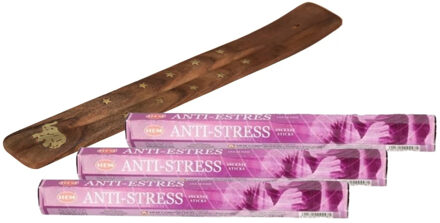 HEM Wierook stokjes Anti Stress geur - voordeelpak met 60x stokjes - 25cm - met plankje/houder