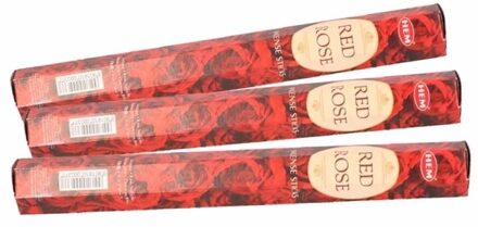 HEM Wierook stokjes - Red Rose - Rozen bloemen geur - 3x pakje met 20 stokjes - Yoga/meditatie