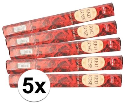 HEM Wierook stokjes - Red Rose - Rozen bloemen geur - 5x pakje met 20 stokjes - Yoga/meditatie