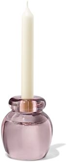 Hema 2-in-1 kandelaar 8.5x10cm glas transparant roze (roze)