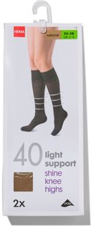 Hema 2-pak kniekousen licht ondersteunend 40 denier beige (beige) - 35/38