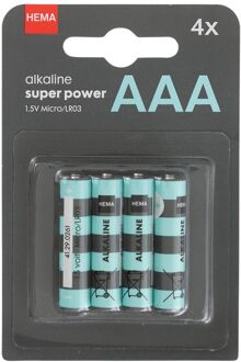 Hema AAA Alkaline Super Power Batterijen - 4 Stuks