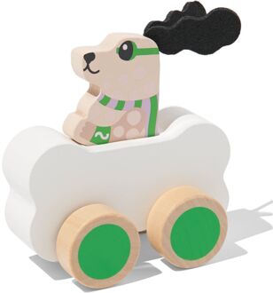 Hema Auto met superheld hond 10x11x6.5cm hout