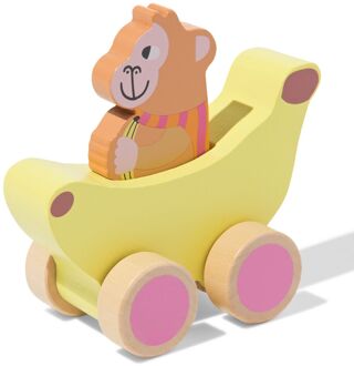 Hema Auto met superheld slak aap 11.5x12x6.5cm hout