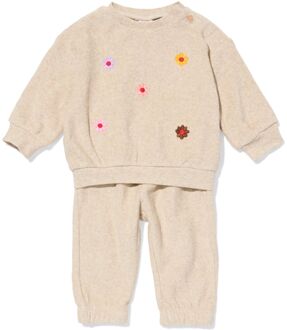 Hema Baby kleding sweatset bloemen zand (zand) - 62