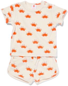 Hema Baby Kledingset Badstof T-shirt En Short Krabben Ecru (ecru) - 74