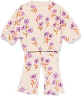 Hema Baby kledingset bloemen ecru (ecru) - 62