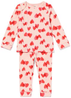 Hema Baby meegroeipyjama rib hartjes gebroken wit (gebroken wit) - 74/86