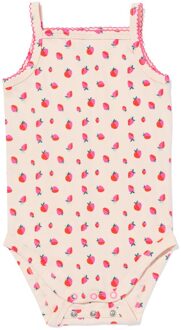 Hema Baby meegroeiromper aardbeien beige (beige) - 62/68