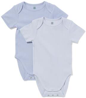 Hema Baby meegroeiromper LENZING™ ECOVERO™ rib - 2 stuks blauw (blauw) - 74/80