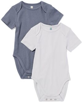 Hema Baby meegroeiromper LENZING™ ECOVERO™ rib - 2 stuks lichtgrijs (lichtgrijs) - 86/92