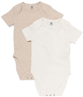 Hema Baby meegroeiromper LENZING™ ECOVERO™ rib - 2 stuks naturel (naturel) - 62/68