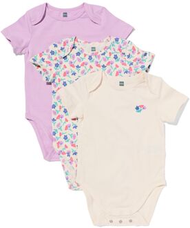 Hema Baby meegroeirompers bloemen - 3 stuks roze (roze) - 50/56