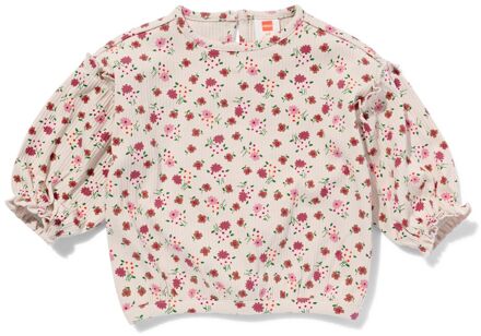 Hema Baby Shirt Rib Bloemen Ecru (ecru) - 68