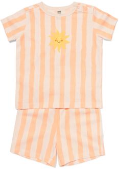 Hema Baby shortama strepen perzik (perzik) - 98/104