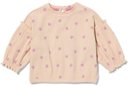 Hema Baby Sweater Rib Bloemen Zand (zand) - 62