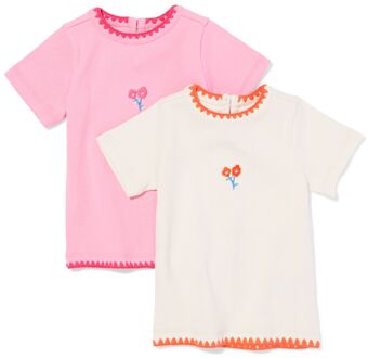 Hema Baby T-shirt rib - 2 stuks roze (roze) - 62