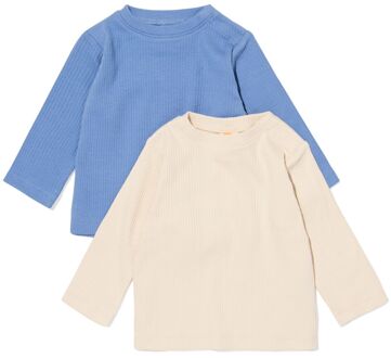 Hema Baby T-shirt rib jersey - 2 stuks blauw (blauw) - 98