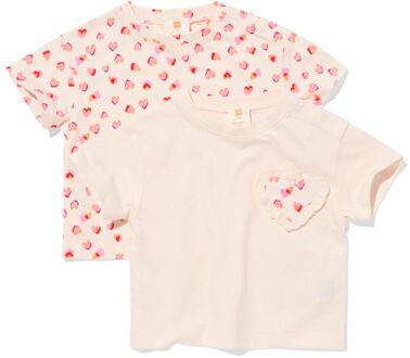 Hema Baby T-shirts jersey hartjes - 2 stuks ecru (ecru) - 62