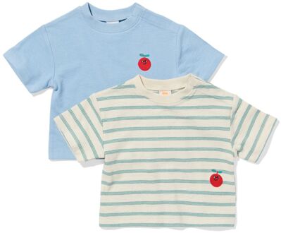 Hema Baby T-shirts jersey strepen - 2 stuks blauw (blauw) - 68