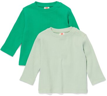 Hema Baby T-shirts Rib Biologisch Katoen - 2 Stuks Groen (groen) - 62