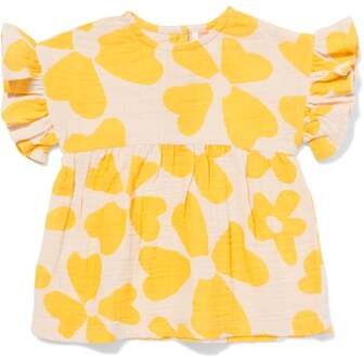 Hema Babyjurk A-lijn mousseline bloemen geel (geel) - 92