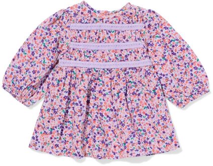 Hema Babyjurk mousseline bloemen paars (paars) - 74