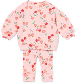 Hema Babykleding sweatset comfy fit rib kersen lichtroze (lichtroze) - 80