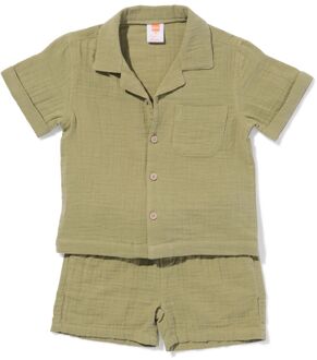 Hema Babykledingset comfy fit mousseline groen (groen) - 98