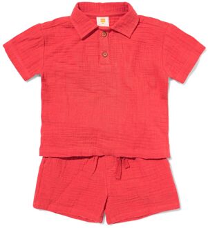Hema Babykledingset comfy fit mousseline rood (rood) - 98