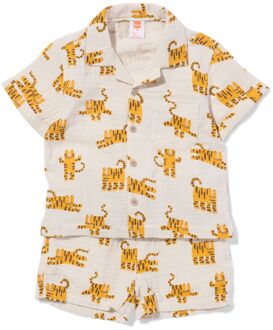 Hema Babykledingset comfy fit mousseline tijgers ecru (ecru) - 98