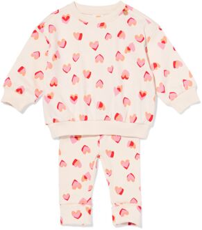 Hema Babykledingset comfy fit rib hartjes ecru (ecru) - 92