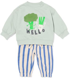 Hema Babykledingset comfy fit strepen groen (groen) - 92