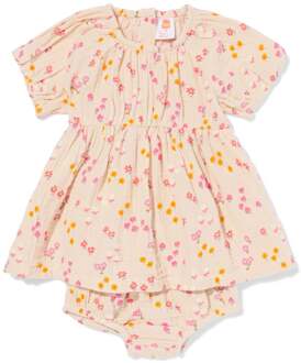Hema Babykledingset mousseline bloemen ecru (ecru) - 68
