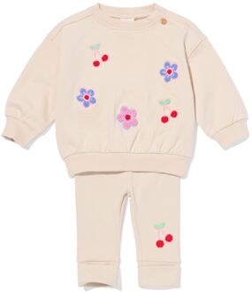 Hema Babykledingset sweatstof bloemen ecru (ecru) - 86